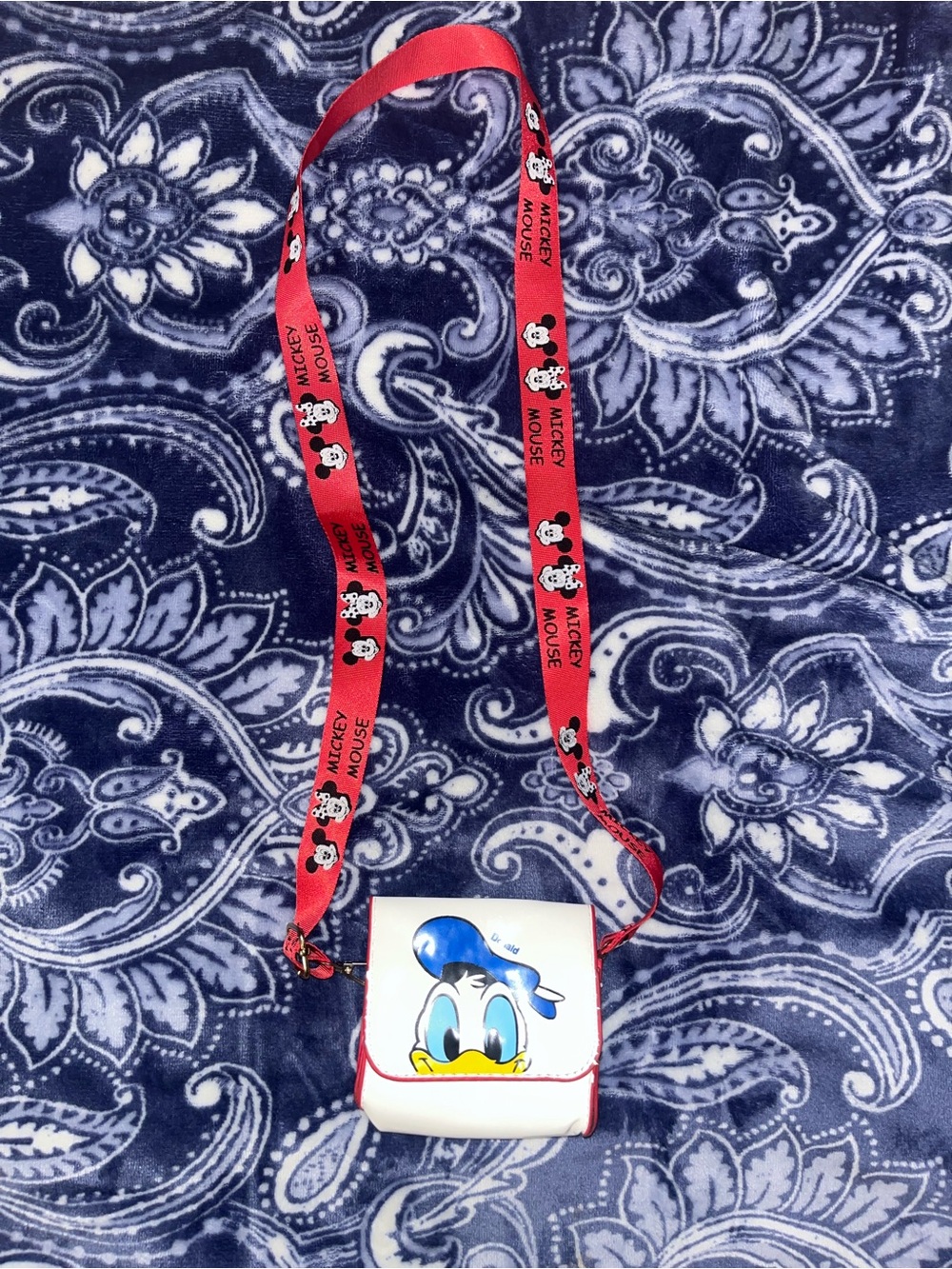 Disney White Mini Crossbody Bag with Red Mickey Strap